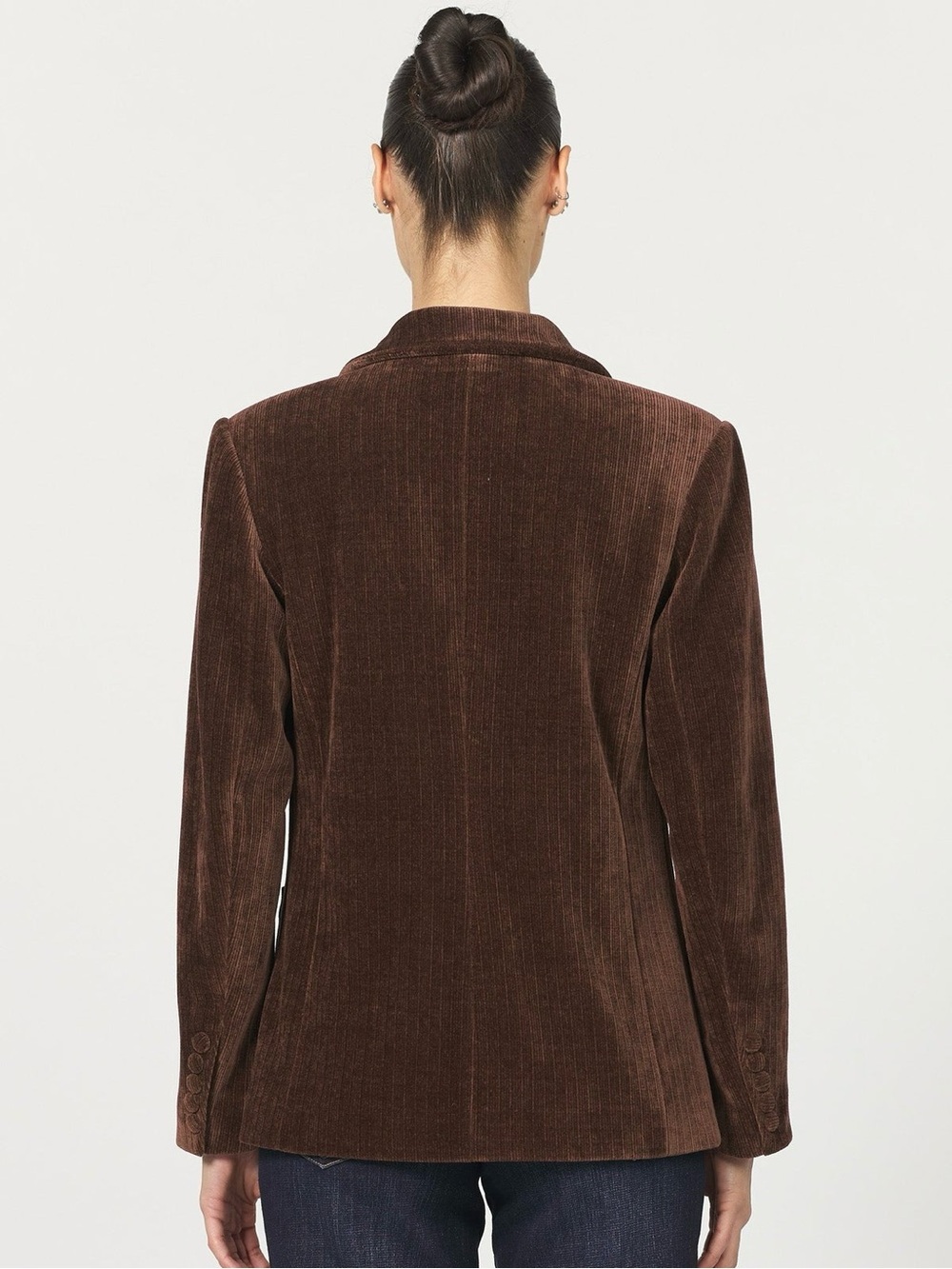 DEAR JOHN Elfi Cappuccino Blazer Brown Classic Corduroy Tailored Blazer Jacket - Picture 3 of 14